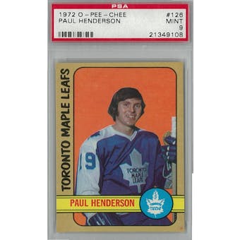 1972/73 O-Pee-Chee Hockey #126 Paul Henderson PSA 9 (Mint) *9108 (Reed Buy)