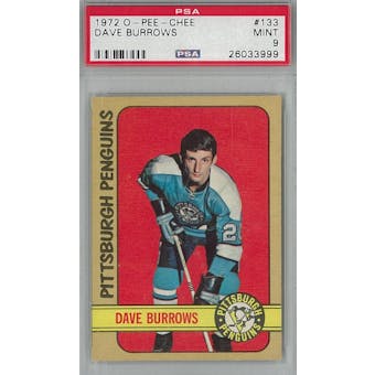 1972/73 O-Pee-Chee Hockey #133 Dave Burrows PSA 9 (Mint) *3999 (Reed Buy)
