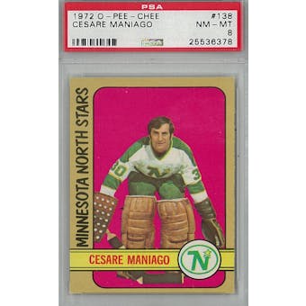 1972/73 O-Pee-Chee Hockey #138 Cesare Maniago PSA 8 (NM-MT) *6378 (Reed Buy)
