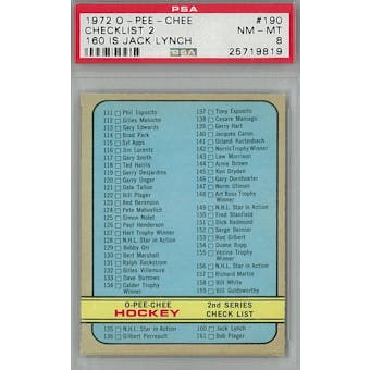 1972/73 O-Pee-Chee Hockey #190 Checklist 2 PSA 8 (NM-MT) *9818 (Reed Buy)