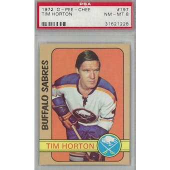 1972/73 O-Pee-Chee Hockey #197 Tim Horton PSA 8 (NM-MT) *1228 (Reed Buy)