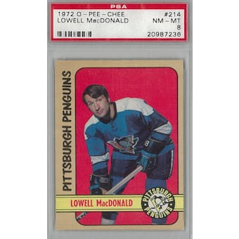 1972/73 O-Pee-Chee Hockey #214 Lowell MacDonald PSA 8 (NM-MT) *7236 (Reed Buy)