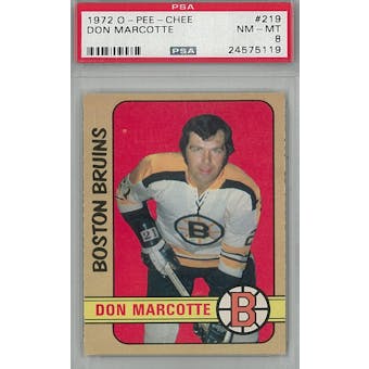 1972/73 O-Pee-Chee Hockey #219 Don Marcotte PSA 8 (NM-MT) *5119 (Reed Buy)