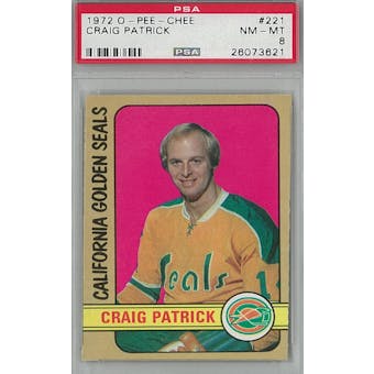 1972/73 O-Pee-Chee Hockey #221 Craig Patrick PSA 8 (NM-MT) *3621 (Reed Buy)