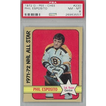 1972/73 O-Pee-Chee Hockey #230 Phil Esposito PSA 8 (NM-MT) *3557 (Reed Buy)