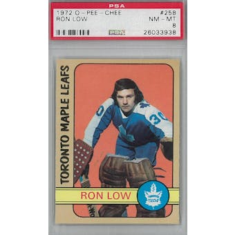 1972/73 O-Pee-Chee Hockey #258 Ron Low RC PSA 8 (NM-MT) *3938 (Reed Buy)