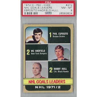 1972/73 O-Pee-Chee Hockey #272 Esposito/Hadfield/Hull PSA 8 (NM-MT) *3604 (Reed Buy)