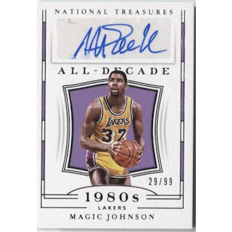 2018/19 National Treasures Magic Johnson Auto Card #29/99 *INK STAIN ON BACK*