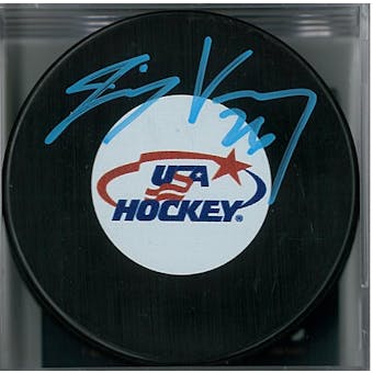 Jimmy Vesey Autographed Team USA Hockey Puck