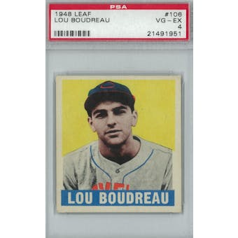 1948 Leaf Baseball #106 Lou Boudreau PSA 4 (VG-EX) *1951 (Reed Buy)