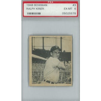 1948 Bowman Baseball #3 Ralph Kiner RC PSA 6 (EX-MT) *5578 (Reed Buy)