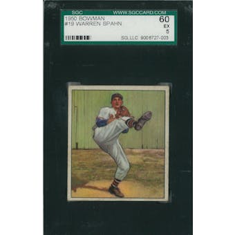 1950 Bowman Baseball #19 Warren Spahn SGC 60 (EX) *7003 (Reed Buy)