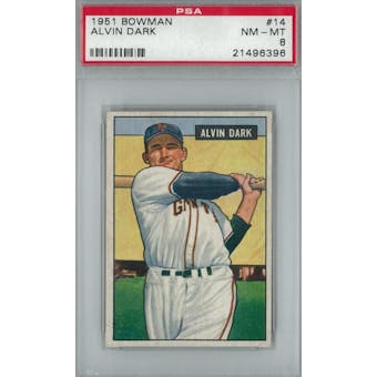 1951 Bowman Baseball #14 Alvin Dark PSA 8 (NM-MT) *6396 (Reed Buy)