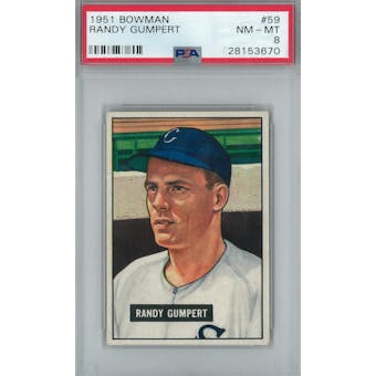 1951 Bowman Baseball #59 Randy Gumpert PSA 8 (NM-MT) *3670 (Reed Buy)