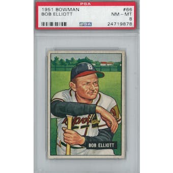 1951 Bowman Baseball #66 Bob Elliott PSA 8 (NM-MT) *9878 (Reed Buy)