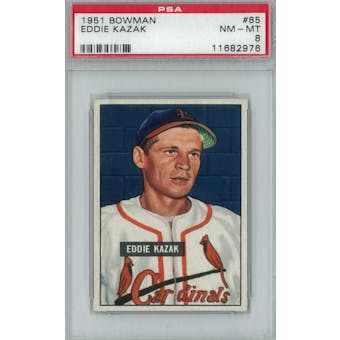 1951 Bowman Baseball #85 Eddie Kazak PSA 8 (NM-MT) *2976 (Reed Buy)