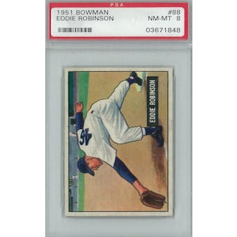 1951 Bowman Baseball #88 Eddie Robinson PSA 8 (NM-MT) *1848 (Reed Buy)