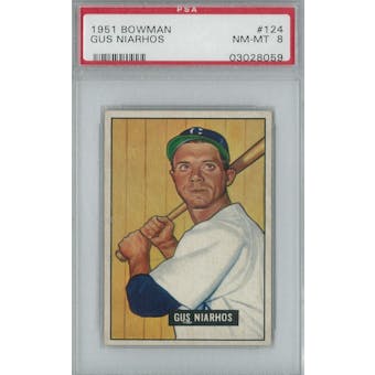 1951 Bowman Baseball #124 Gus Niarhos PSA 8 (NM-MT) *8059 (Reed Buy)