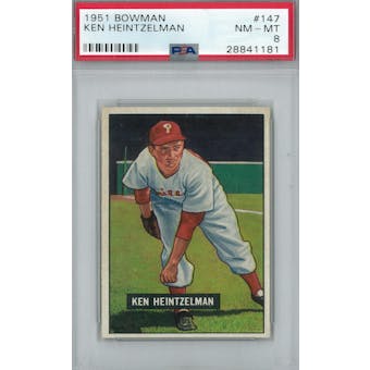 1951 Bowman Baseball #147 Ken Heintzelman PSA 8 (NM-MT) *1181 (Reed Buy)