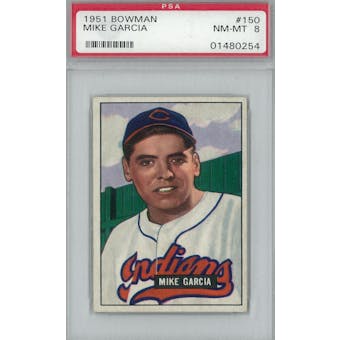 1951 Bowman Baseball #150 Mike Garcia PSA 8 (NM-MT) *0254 (Reed Buy)
