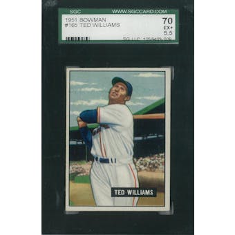 1951 Bowman Baseball #165 Ted Williams SGC 70 (EX+) *3009 (Reed Buy)