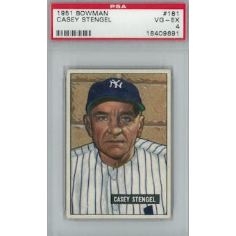 1951 Bowman Baseball #181 Casey Stengel PSA 4 (VG-EX) *9691 (Reed Buy)