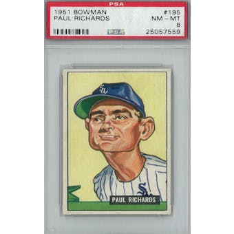 1951 Bowman Baseball #195 Paul Richards PSA 8 (NM-MT) *7559 (Reed Buy)