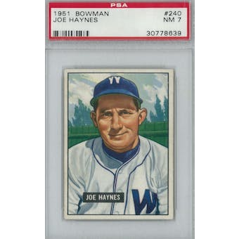 1951 Bowman Baseball #240 Joe Haynes PSA 7 (NM) *8639 (Reed Buy)