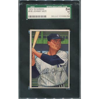 1952 Bowman Baseball #145 Johnny Mize SGC 84 (NM) *6034 (Reed Buy)