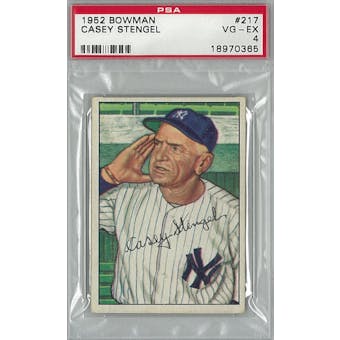 1952 Bowman Baseball #217 Casey Stengel PSA 4 (VG-EX) *0365 (Reed Buy)