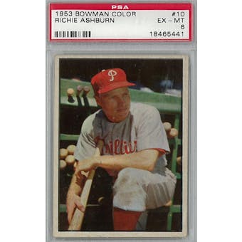1953 Bowman Color Baseball #10 Richie Ashburn PSA 6 (EX-MT) *5441 (Reed Buy)