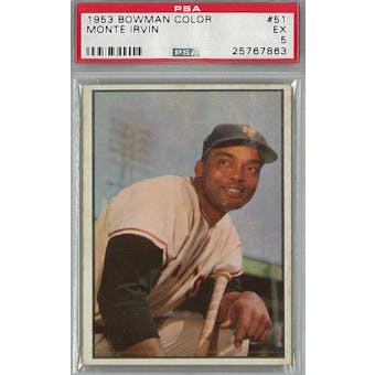 1953 Bowman Color Baseball #51 Monte Irvin PSA 5 (EX) *7863 (Reed Buy)