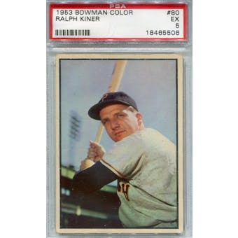 1953 Bowman Color Baseball #80 Ralph Kiner PSA 5 (EX) *5506 (Reed Buy)