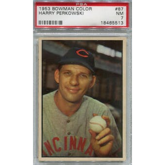 1953 Bowman Color Baseball #87 Harry Perkowski PSA 7 (NM) *5513 (Reed Buy)