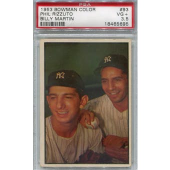 1953 Bowman Color Baseball #93 Phil Rizzuto/Billy Martin PSA 3.5 (VG+) *5695 (Reed Buy)