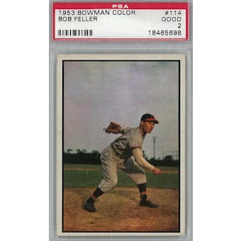 1953 Bowman Color Baseball #114 Bob Feller PSA 2 (Good) *5698 (Reed Buy)