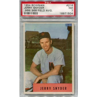 1954 Bowman Baseball #216 Jerry Snyder .968/.968 PSA 7 (NM) *1504 (Reed Buy)