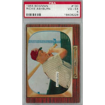1955 Bowman Baseball #130 Richie Ashburn PSA 4 (VG-EX) *8228 (Reed Buy)
