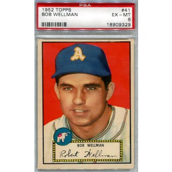 1952 Topps Baseball #41 Bob Wellman Red Back PSA 6 (EX-MT) *9329 (Reed Buy)