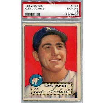 1952 Topps Baseball #116 Carl Scheib PSA 6 (EX-MT) *9403 (Reed Buy)