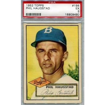 1952 Topps Baseball #198 Phil Haugstad PSA 5 (EX) *9480 (Reed Buy)