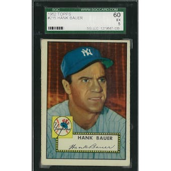 1952 Topps Baseball #215 Hank Bauer SGC 60 (EX) *7035 (Reed Buy)