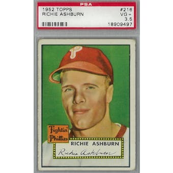 1952 Topps Baseball #216 Richie Ashburn PSA 3.5 (VG+) *9497 (Reed Buy)