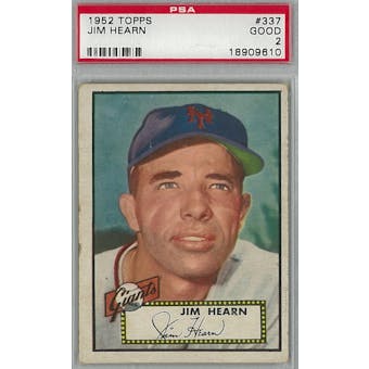1952 Topps Baseball l #337 Jim Hearn PSA 2 (Good) *9610 (Reed Buy)