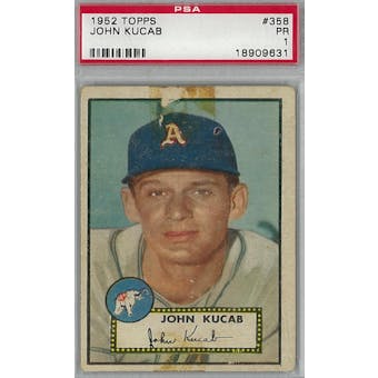 1952 Topps Baseball #358 John Kucab PSA 1 (Poor) *9631 (Reed Buy)