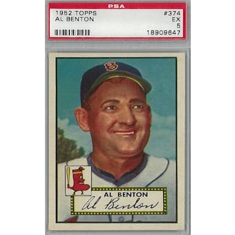 1952 Topps Baseball #374 Al Benton PSA 5 (EX) *9647 (Reed Buy)