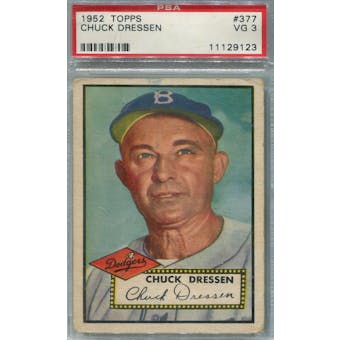 1952 Topps Baseball #377 Chuck Dressen PSA 3 (VG) *9123 (Reed Buy)