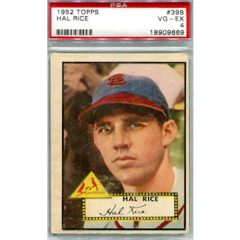 1952 Topps Baseball #398 Hal Rice PSA 4 (VG-EX) *9669 (Reed Buy)