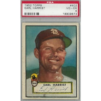 1952 Topps Baseball #402 Earl Harrist PSA 4 (VG-EX) *9673 (Reed Buy)
