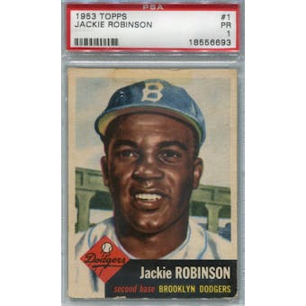 1953 Topps Baseball #1 Jackie Robinson PSA 1 (Poor) *6693 (Reed Buy)